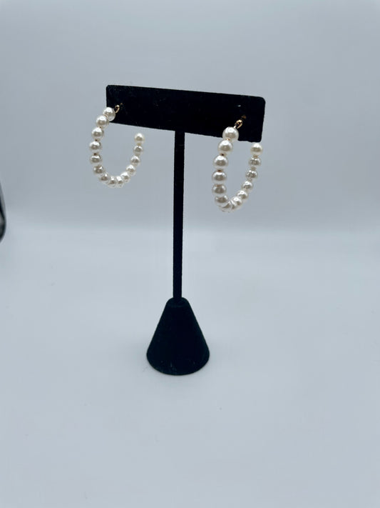 Small pearl hoops